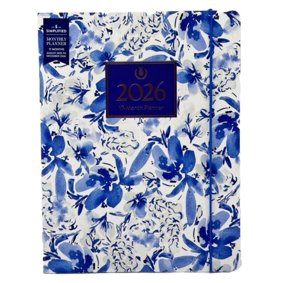 Simplified Planner 2026 17-month Planner (Blue/Florals) 2025-2026 Soft Cover - Picture 1 of 10